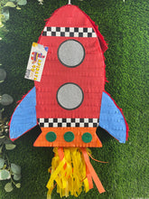 Load image into Gallery viewer, Rocket Ship Pinata 20 Inch – Red Spaceship Pinata, Out of This World Space Astronaut Birthday Party Decoration – view 2
