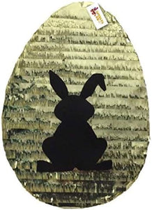 Handmade Gold Fringe Easter Egg Pinata With Black Shadow Bunny Great For Easter Gender Reveal Party