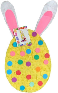 APINATA4U 2-D Easter Egg Pinata for Easter Gender Reveal Bunny with Polka Dots Rabbit Ears