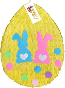 APINATA4U 2-D Easter Egg Pinata Easter Gender Reveal Pinata He or She Pink or Blue Bunny Accents