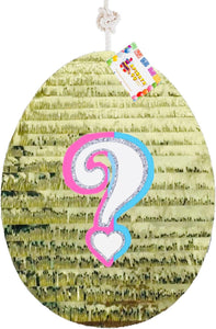 20" Color Egg Pinata with Question Mark Accent for Easter Theme Party Gender Reveal Easter Sunday Celebration