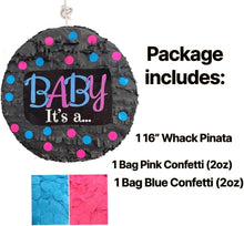 Load image into Gallery viewer, Gender Reveal Pinata 16&quot; Great For Little Miss Little Man Whack Style He or She Boy or Girl Pink or Blu
