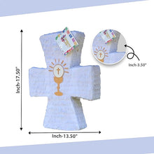 Load image into Gallery viewer, 20&quot; Tall White Cross Piñata with Gold Chalice Accents for Baptism or First Communion Easter Religious Celebration Faith
