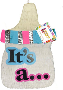 It's A Gender Reveal Pinata, Baby Bottle Pink or Blue? He or She? Boy or Girl?