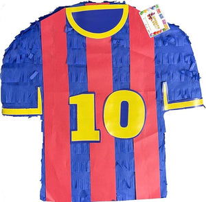 Soccer 10 Jersey Pinata Blue Red Yellow Color Sports Themed Birthday Party Decoration