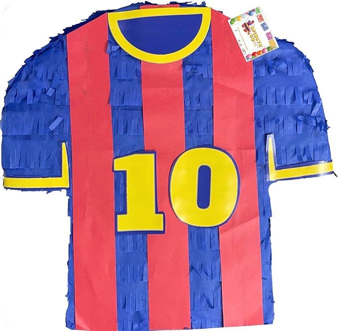 Soccer 10 Jersey Pinata Blue Red Yellow Color Sports Themed Birthday Party Decoration