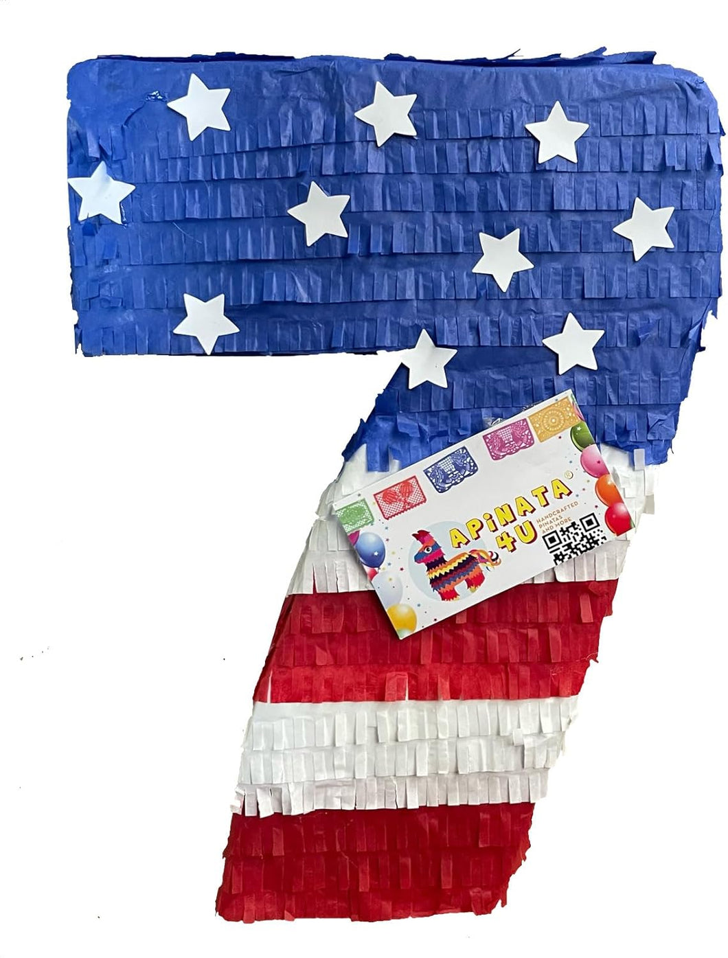 Patriotic Number Seven Pinata 4th of July Pinata 7th Birthday July Fourth Party