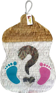 Gender Reveal Baby Bottle Pinata - Adorable Footprints Design for Your Gender Reveal Party, Unveil He or She with Exciting Decorations