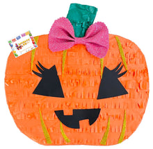 Load image into Gallery viewer, Two Sided Pumpkin Pinata Fall Gender Reveal What Will Our Little Pumpkin Be?
