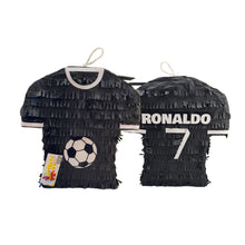 Load image into Gallery viewer, Ronaldo Soccer Jersey Pinata, Black &amp; White Football Pinata for Kids, Sports Themed Fun Party Supplies, Soccer Birthday Party Decorations
