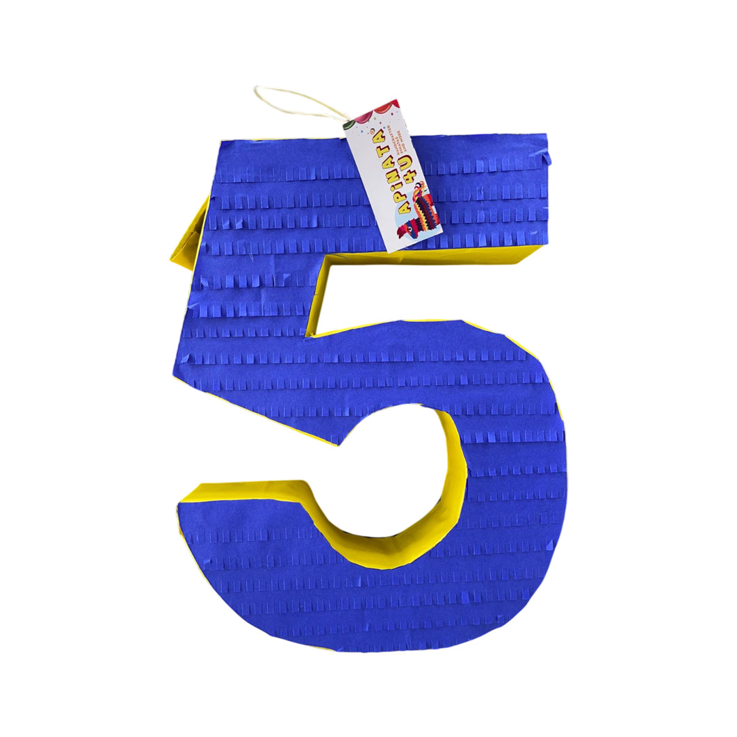 Blue Number Five Pinata, Blank Number 5 Themed Kids Birthday Party Gift, 5th Anniversary Celebration, Handmade Number Pinata for Decorations (Copy)