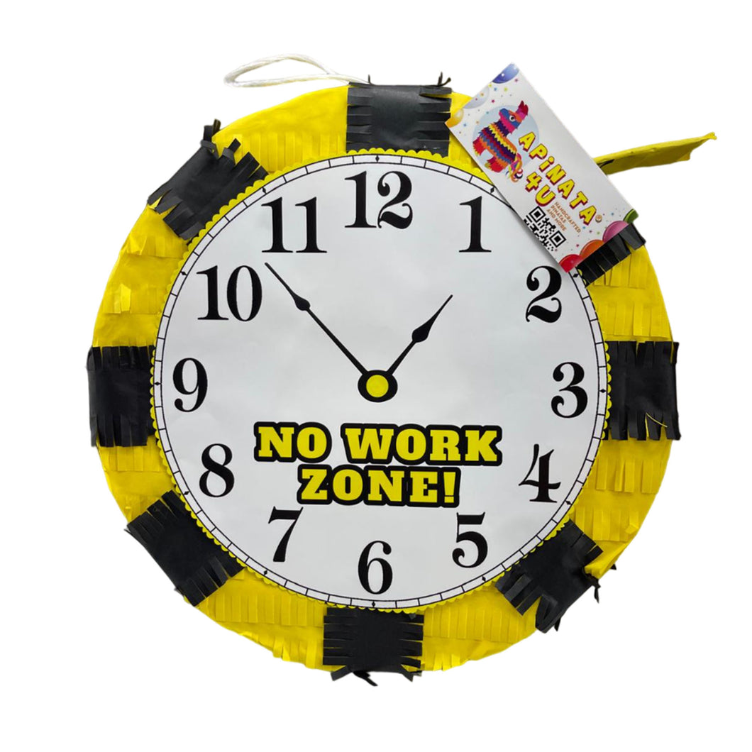 No Work Zone Clock Pinata, Clock Themed Birthday Party Decor, Black & Yellow Over the Hill Celebration, Retirement Party Supply and Fun Gift