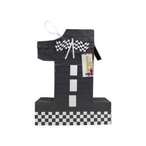 Racing Flag Themed Number One Pinata, First Birthday Party Decor, Customizable Number Pinata, Kids Birthday Party Supplies, Size 20 Inch (Copy) (Copy)