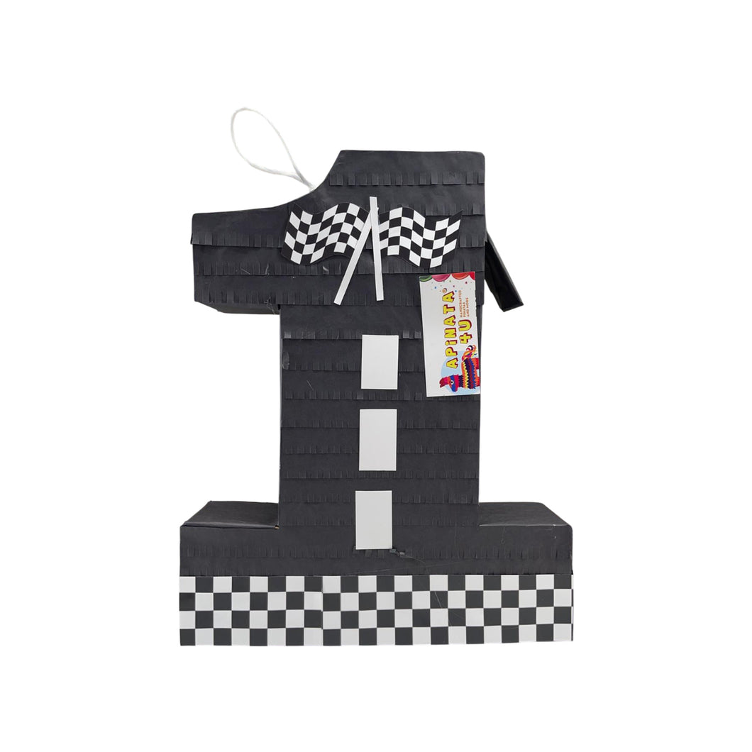 Racing Flag Themed Number One Pinata, First Birthday Party Decor, Customizable Number Pinata, Kids Birthday Party Supplies, Size 20 Inch (Copy) (Copy)