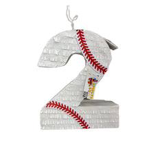 Load image into Gallery viewer, Number Two Pinata, Baseball Themed Pinata for Second Birthday, Sports Birthday Party Decor, Baseball Themed Party Favor, for Baseball Lovers
