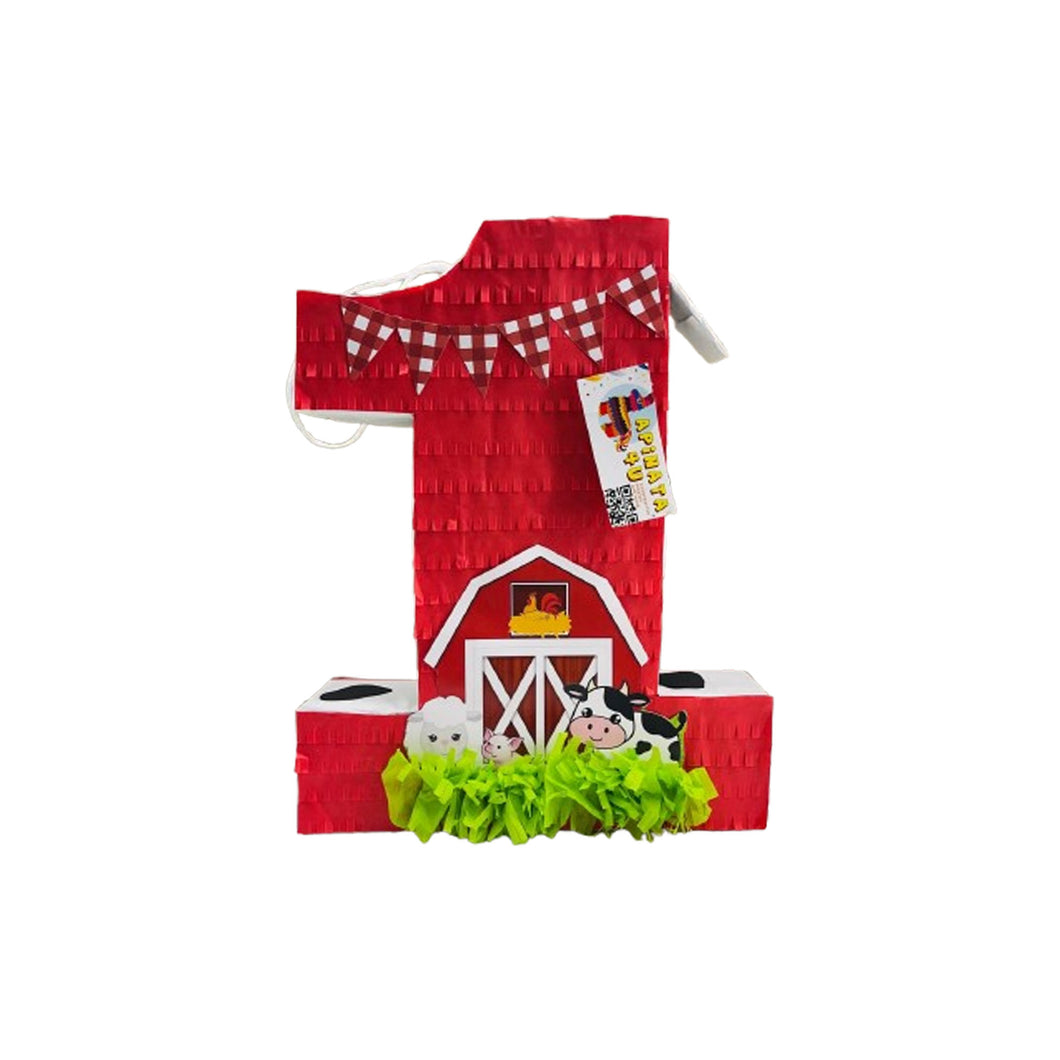 Red Number One Pinata, Kids Birthday Farm Party Decorations, First Birthday Celebration Pinata, Farm Theme Fun Party Supplies, Gift for Kids