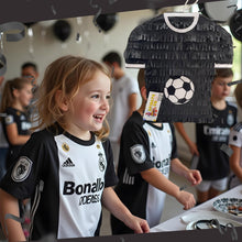 Load image into Gallery viewer, Ronaldo Soccer Jersey Pinata, Black &amp; White Football Pinata for Kids, Sports Themed Fun Party Supplies, Soccer Birthday Party Decorations
