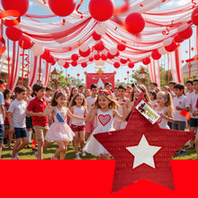 Load image into Gallery viewer, Red and White Star Pinata, American Flag Themed Birthday Party Decorations, Memorial Day, Independence Day, and 4th of July Party Supplies
