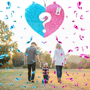 Gender Reveal Pinata, Heart Shaped Blue and Pink Party Decoration with Question Mark, Party Supplies, Baby Shower Celebration, Party Favor