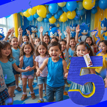 Load image into Gallery viewer, Blue Number Five Pinata, Blank Number 5 Themed Kids Birthday Party Gift, 5th Anniversary Celebration, Handmade Number Pinata for Decorations (Copy)
