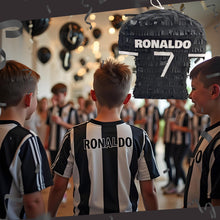 Load image into Gallery viewer, Ronaldo Soccer Jersey Pinata, Black &amp; White Football Pinata for Kids, Sports Themed Fun Party Supplies, Soccer Birthday Party Decorations
