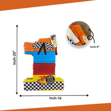 Load image into Gallery viewer, Race Car Themed Number One Pinata, Colorful, Checkered Flag Theme Pinata, Kids First Birthday Party Supplies, Race Track Birthday Decoration
