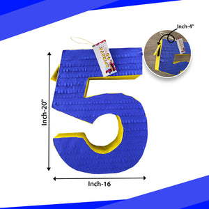 Blue Number Five Pinata, Blank Number 5 Themed Kids Birthday Party Gift, 5th Anniversary Celebration, Handmade Number Pinata for Decorations (Copy)