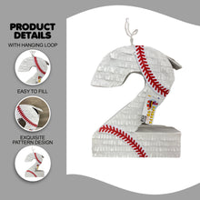 Load image into Gallery viewer, Number Two Pinata, Baseball Themed Pinata for Second Birthday, Sports Birthday Party Decor, Baseball Themed Party Favor, for Baseball Lovers
