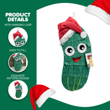 Load image into Gallery viewer, Christmas Pickle Green Pinata with Santa Hat, Christmas Party Supply &amp; Decor, Funny Pickle Pinata with Smiley Face, Fun Holiday Party Decor
