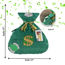 Load image into Gallery viewer, Money Bag Pinata, Party Decoration, Large 20 Inches Green Dollar Sign Pinata for Birthday Parties, Ready to Ship, Casino Night, Celebrations
