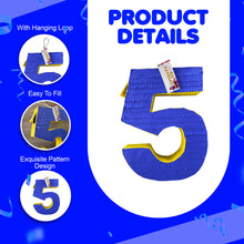 Load image into Gallery viewer, Blue Number Five Pinata, Blank Number 5 Themed Kids Birthday Party Gift, 5th Anniversary Celebration, Handmade Number Pinata for Decorations (Copy)
