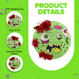 Zombie Themed Party Pinata in Red and Green Color, Zombie Birthday Decor and Supplies, Party Favor, Perfect for Kids Halloween Parties