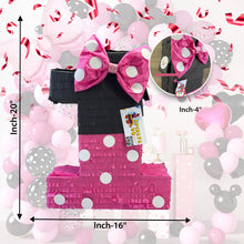 Load image into Gallery viewer, Number One Pinata, Hot Pink and Black, Mouse Themed First Birthday Party, Minnie Mouse Theme Celebration, Kids Party Supplies, Ready to Ship
