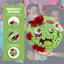 Load image into Gallery viewer, Zombie Themed Party Pinata in Red and Green Color, Zombie Birthday Decor and Supplies, Party Favor, Perfect for Kids Halloween Parties
