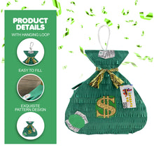 Load image into Gallery viewer, Money Bag Pinata, Party Decoration, Large 20 Inches Green Dollar Sign Pinata for Birthday Parties, Ready to Ship, Casino Night, Celebrations
