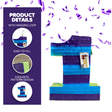Load image into Gallery viewer, Number One Pinata for Kids, Multicolored Party Supply, Number One Themed Pinata, First Birthday Party Decor, Gift for Kids on First Birthday
