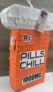 Prescription Pill Bottle Pinata Chill Pills 1000mg Rx, Pharmacy Themed Party Decor, Medicine Bottle for Medical Party Favors Fun Celebrations