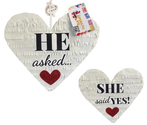 He Asked and She Said Yes Heart Pinata Bridal Shower Wedding Decoration