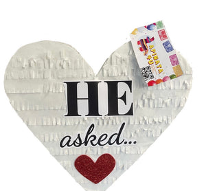 He Asked and She Said Yes Heart Pinata Bridal Shower Wedding Decoration