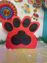 Load image into Gallery viewer, 17&quot; Tall Red &amp; Black Paw Print Pinata Dog Paw Pinata Puppy Birthday Dog Party Supplies Puppy Birthday Let&#39;s Party Woof Dog Themed Animal Themed
