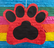 Load image into Gallery viewer, 17&quot; Tall Red &amp; Black Paw Print Pinata Dog Paw Pinata Puppy Birthday Dog Party Supplies Puppy Birthday Let&#39;s Party Woof Dog Themed Animal Themed
