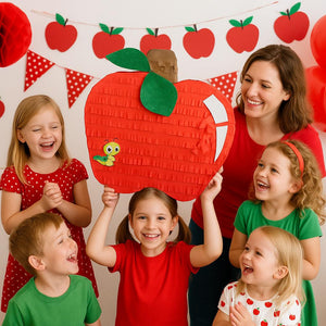 Red Apple Pinata with Snake, Fruit Themed Party Decor, Healthy Eating Party Pinata, Birthday Party Supplies, Farm Party Decor, Gift for Kids