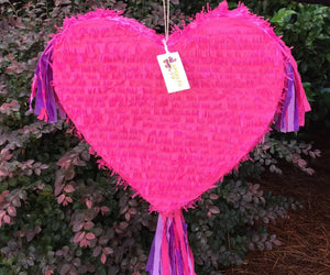 APINATA4U Hot Pink Heart Pinata with Hanging Streamers