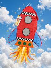 Load image into Gallery viewer, Rocket Ship Pinata 20 Inch – Red Spaceship Pinata, Out of This World Space Astronaut Birthday Party Decoration – view 7
