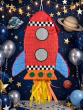 Load image into Gallery viewer, Rocket Ship Pinata 20 Inch – Red Spaceship Pinata, Out of This World Space Astronaut Birthday Party Decoration – view 6
