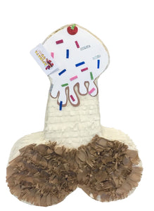 Pecker Ice Cream Pinata 20" Tall White and Brown Color  Bachelor Bachelorette Party Favors Gag Gifts