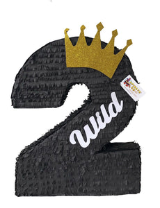 Large Number Two Pinata Black Color King/Queen Theme