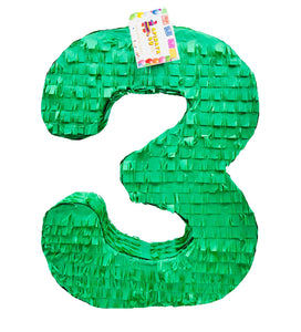 Large Number Three Green Color Children Party