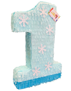 20" Tall Winter Number One Pinata With Snowflakes Accents Winter Themed Birthday Party Decoration