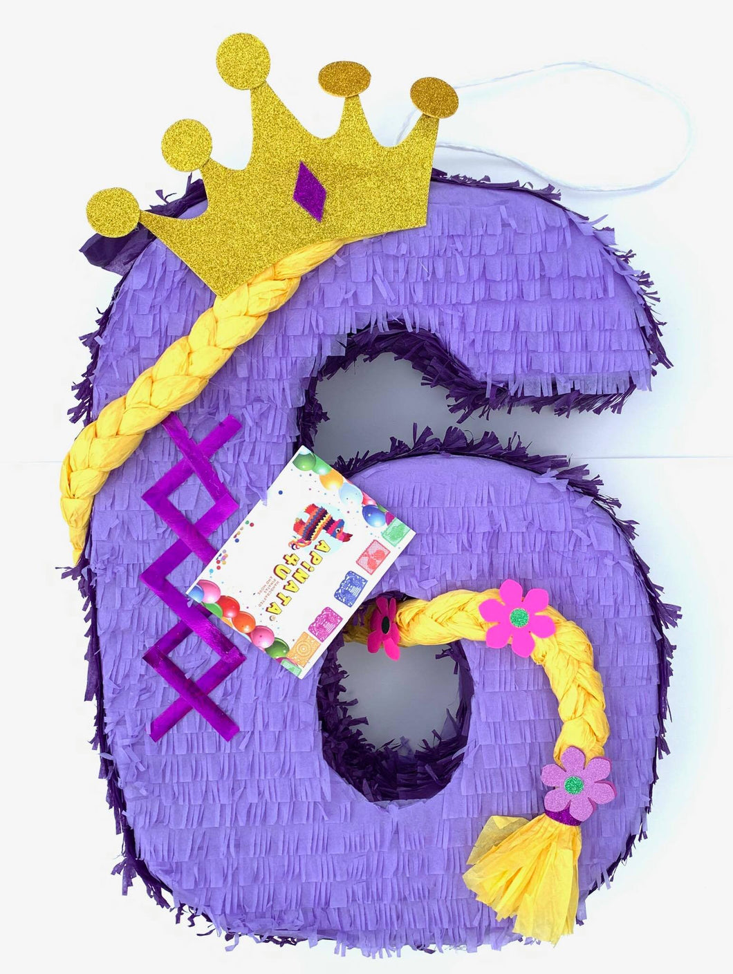 Large Number Six Pinata Sixth Birthday Purple Color Queen Theme